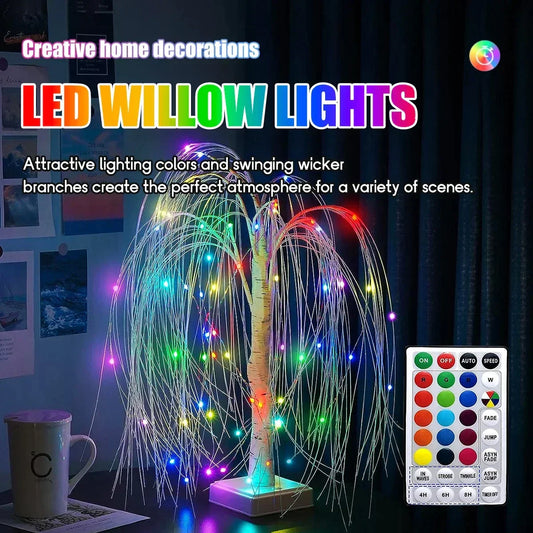 DecorBites™ Colorful Willow Tree Lights with 7 Modes Remote Control for Parties, Holidays & Gifts
