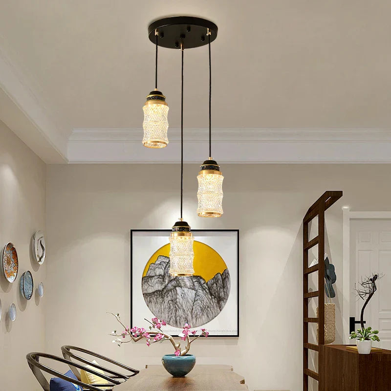 DecorBites™ Chinese Style Spiral Staircase Chandelier for Villa & Restaurant, LED Lamps