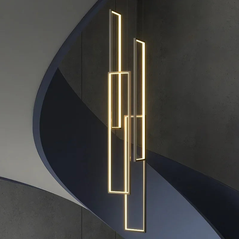 DecorBites™ LED Rectangle Staircase Chandeliers Pendant Lighting Modern Living Room Decor