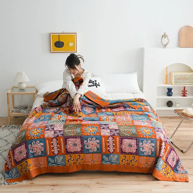 DecorBites™ Boho Cotton Blanket and Throw - Soft, Durable, and Stylish for Bed, Sofa, or Travel