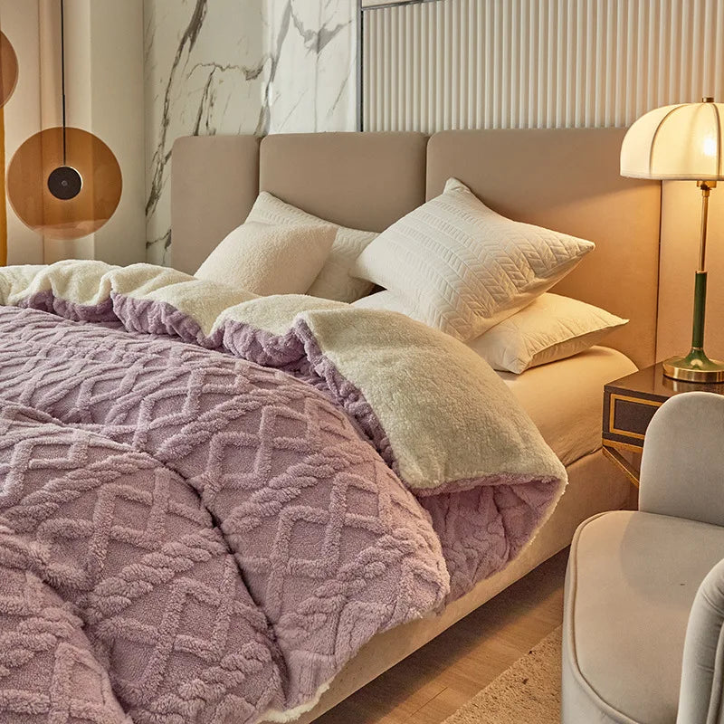 DecorBites™ Dual Use Cashmere Duvet Cover: Winter Warm Plush Blanket with Double-sided Fleece