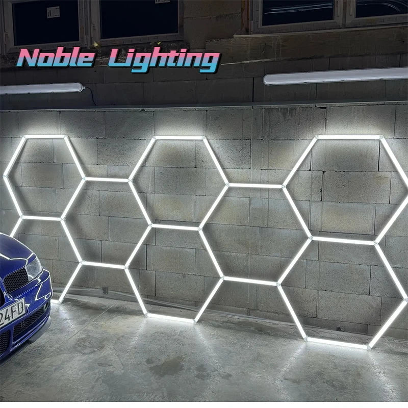 DecorBites™ Geometric LED Lights for Exhibition Car Detailing Garage Workshop - Polygonal Snowflake Theme