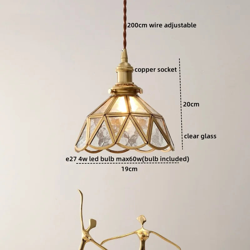 DecorBites™ Glass Copper LED Pendant Lamp for Dining Room, Nordic Modern Hanging Light Fixtures