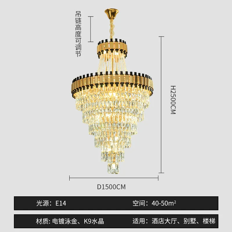 DecorBites™ Crystal Chandelier for Duplex Villa Hotel Club Banquet Hall Engineering Lighting