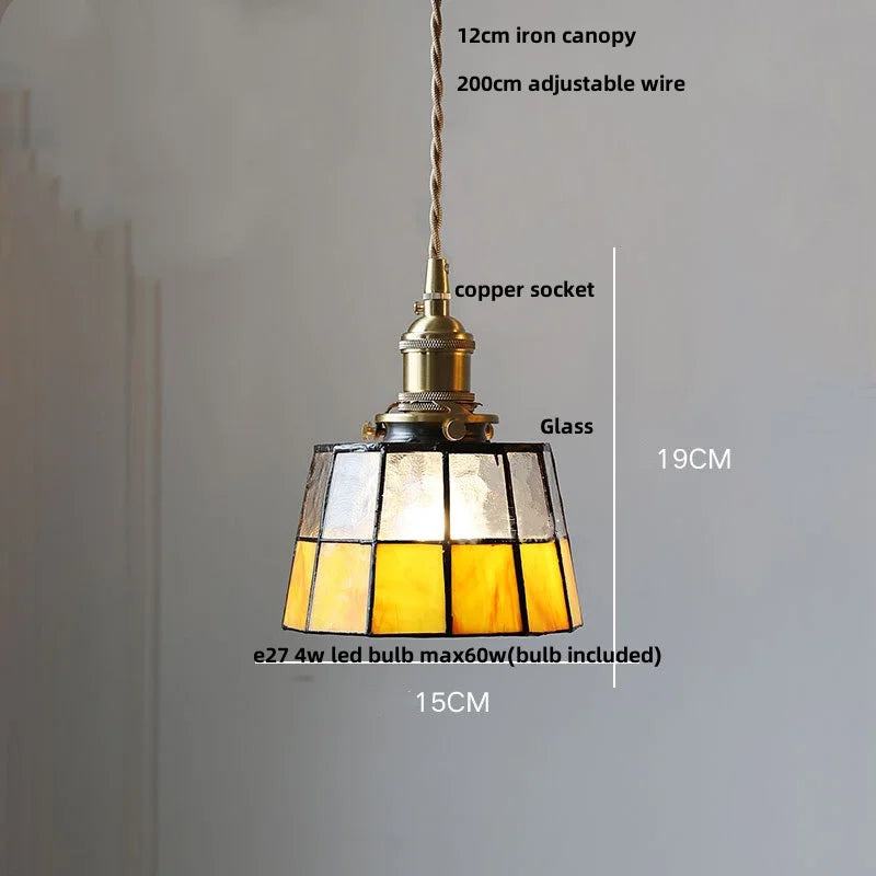 DecorBites™ Conch Glass LED Pendant Light Fixture Tiffany Children Dining Room Hang Lamp