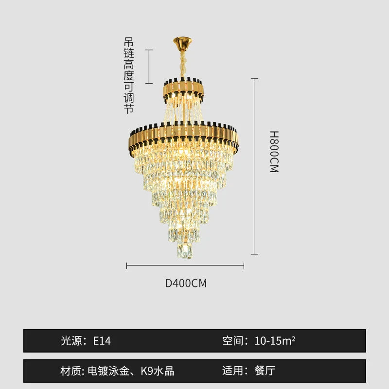 DecorBites™ Crystal Chandelier for Duplex Villa Hotel Club Banquet Hall Engineering Lighting