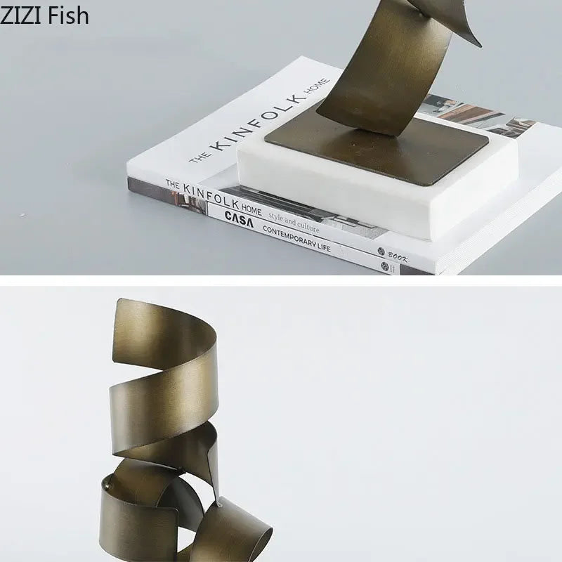 DecorBites™ Irregular Crimp Metal Ornaments: Creative Twist Sculpture Artwork for Aesthetic Room Decor