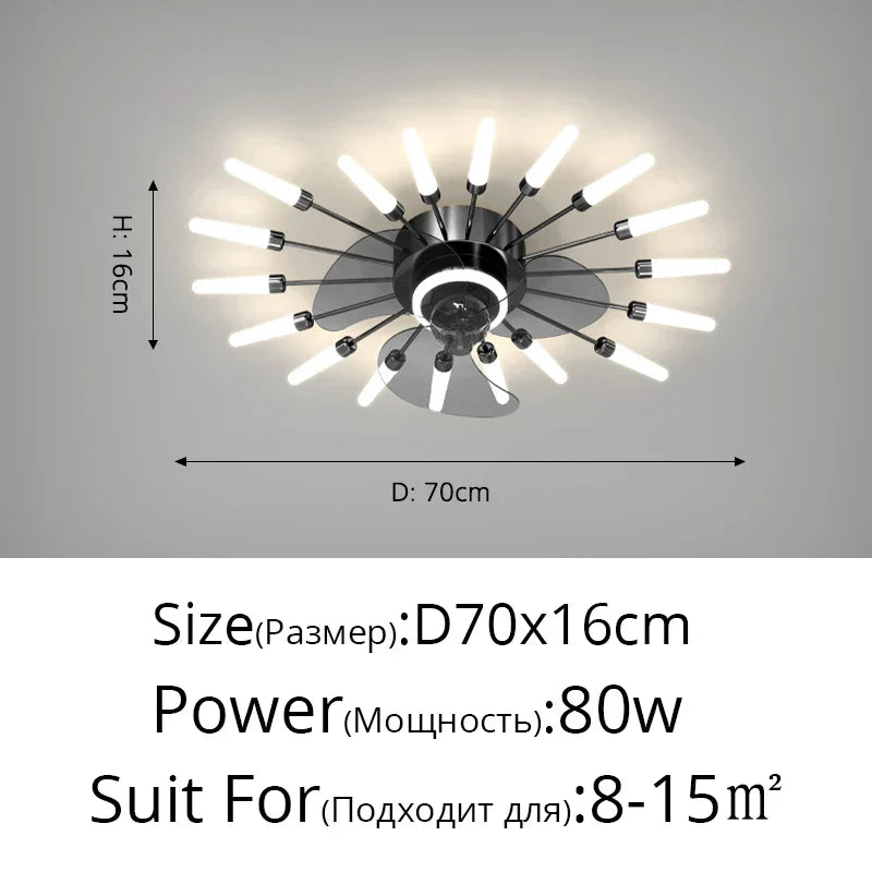 DecorBites™ 2023 Modern Chandelier Ceiling Fan Lights for Living Room Bedroom Upscale Decor