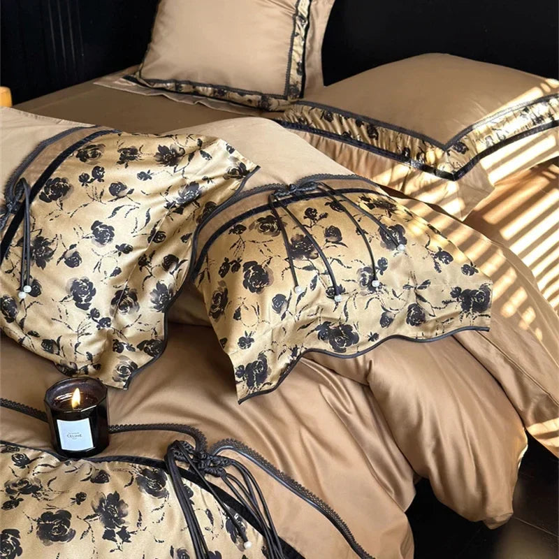 DecorBites™ Cotton Patchwork Bedding Set King Queen Ru Full Size Sheet Duvet Cover Pillowcase Linens