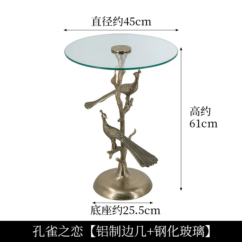 DecorBites™ Brass Bird Side Table | Creative Tea Table | Balcony & Living Room Decor
