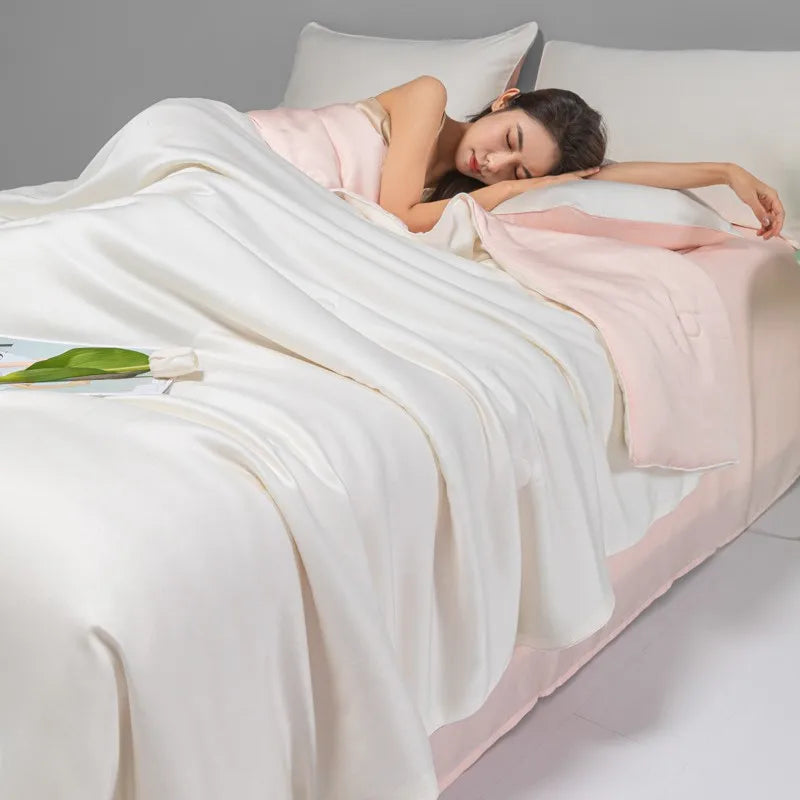 DecorBites™ Cool Ice Silk Summer Quilt Set for Single Double Beds