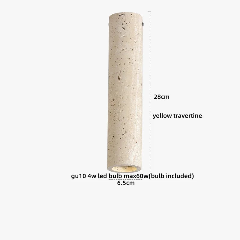 DecorBites™ Acrylic LED Ceiling Lamp Yellow Travertine Wood Canopy Wabi Sabi Style