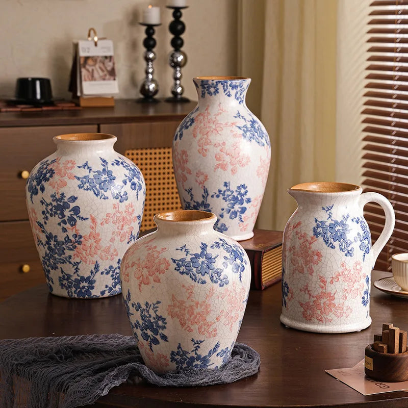 DecorBites™ Blue & White Ceramic Vase, Chinese-style Handcrafted Flower Vase - Home Decoration