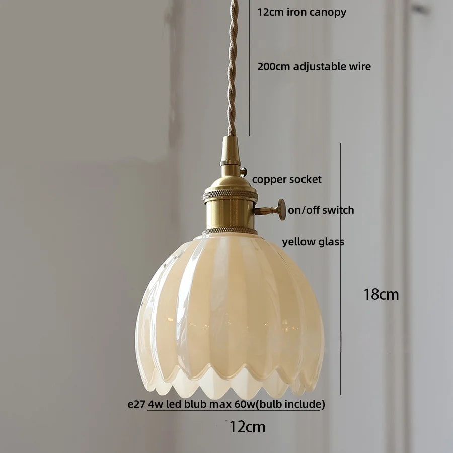 DecorBites™ Green LED Pendant Light Fixture Glass Japan Style Hang Lamp
