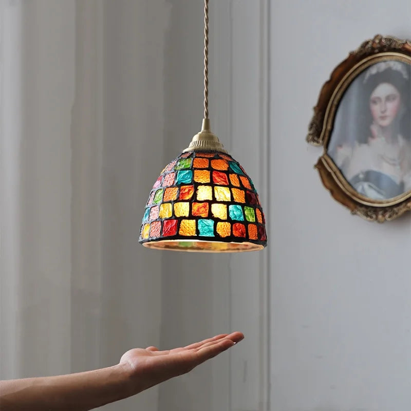 DecorBites™ Conch Glass LED Pendant Light Fixture Tiffany Children Dining Room Hang Lamp