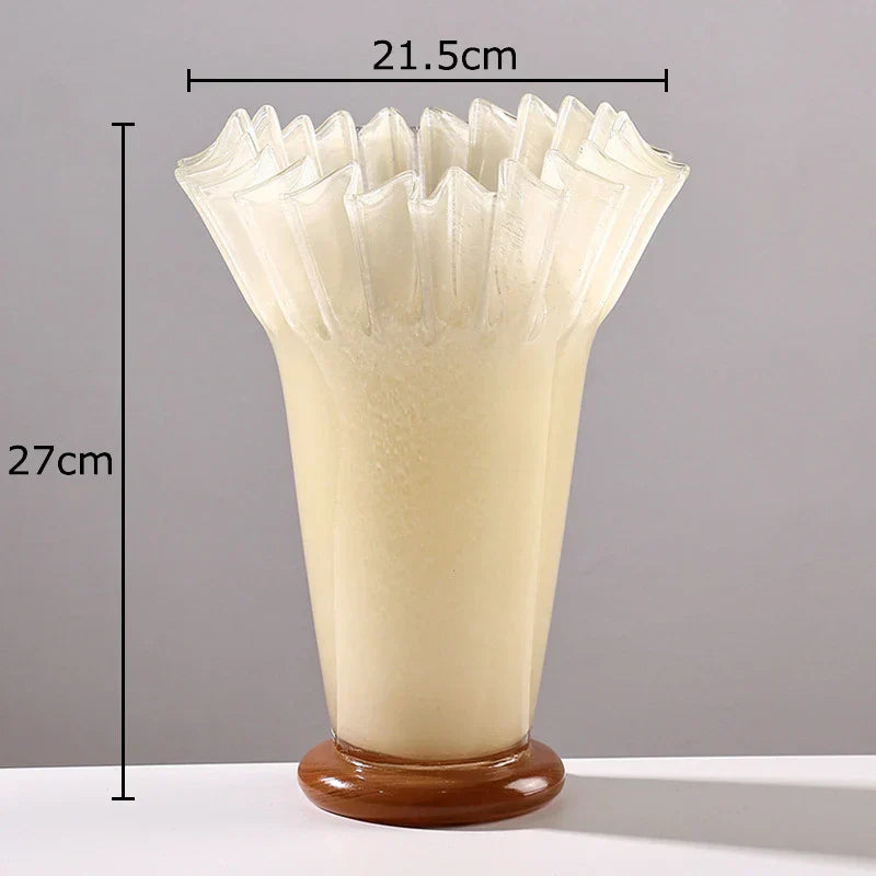 DecorBites™ Lotus Leaf Edge Glass Vase: Table Flower Arrangement Room Decor Aesthetic