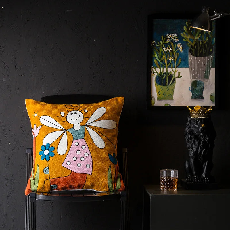 DecorBites™ Christmas Picasso Style Abstract Cushion Cover for Living Room Sofa and Bed