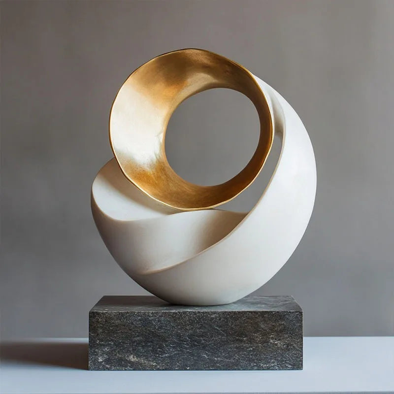 DecorBites™ Gold Geometric Abstract Resin Ring Figurines for Stylish Home Decor
