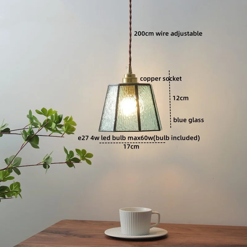 DecorBites™ Amber Glass LED Pendant Light - Nordic Modern Copper Suspension Luminaire for Home