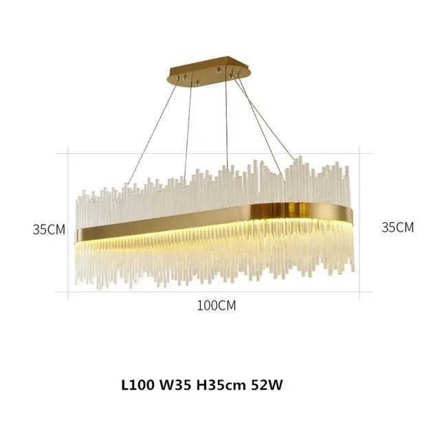 DecorBites™ Gold Crystal Chandelier Dimmable Luxury Pendant Lights for Bedroom & Living Room