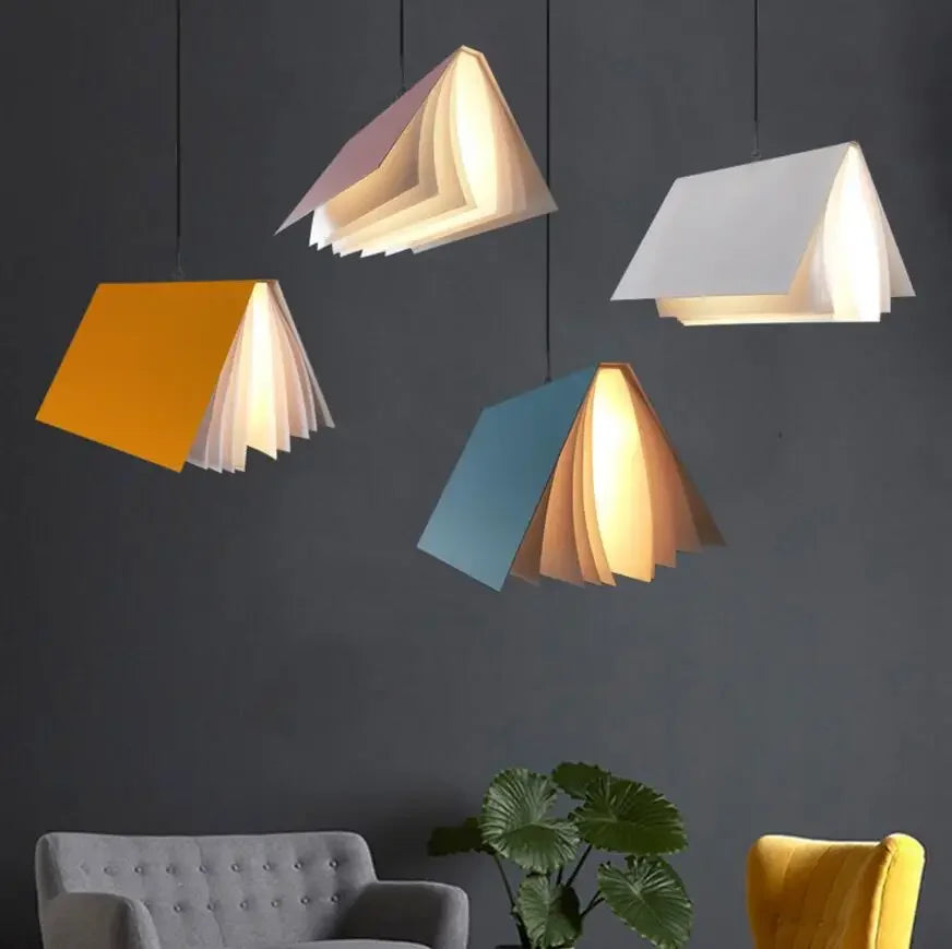 DecorBites™ Book Pendant Lamp: LED Nordic Design for Living Room, Bedroom, and Children Room.