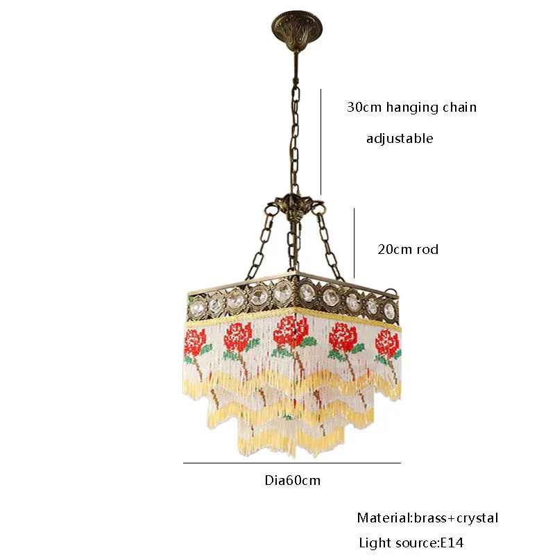 DecorBites™ Black Rose Tassel Pendant Lights, Classic Retro Lustres for Living Room
