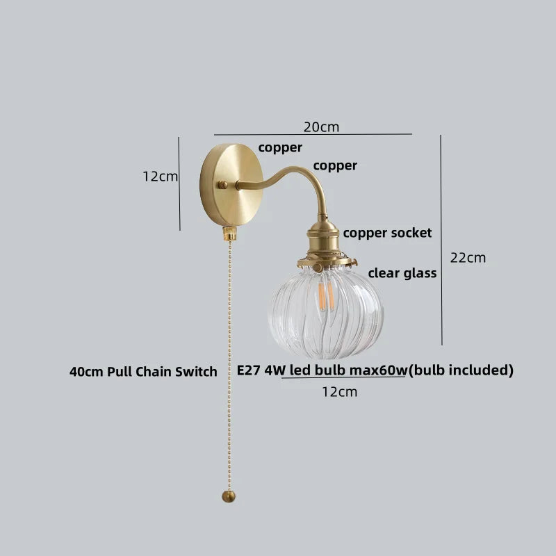 DecorBites™ Green Class Ball LED Wall Light with Copper Socket for Bedroom Living Dining Room