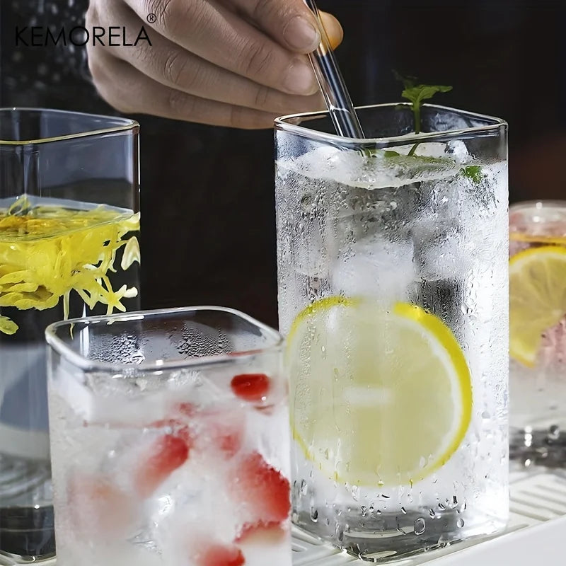 DecorBites™ 4-Piece Thin Highball Glasses Set - Clear Tall Glass Cups for Various Beverages