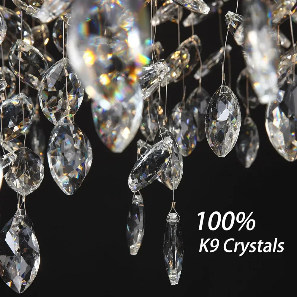 DecorBites™ Crystal Suspension Pendant Light: Elegant Chandelier for Dining Room, Living Room, Kitchen
