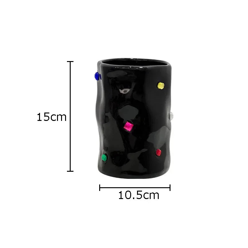DecorBites™ Gemstone Ceramic Vase: Desk Decor, Floral Arrangement, Room Aesthetic