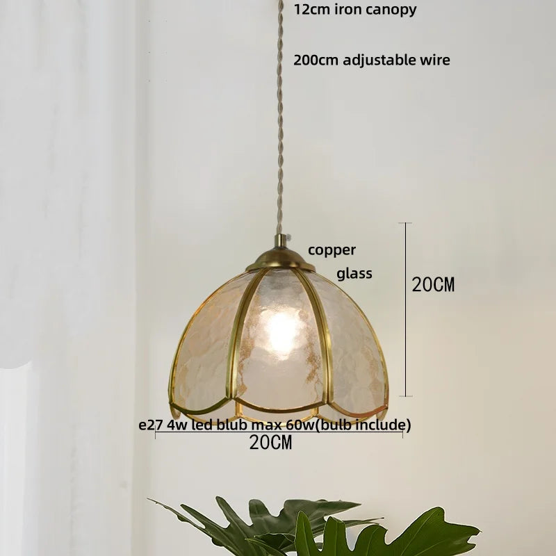DecorBites™ Blue Glass LED Pendant Light: Modern Nordic Tiffany Hanging Lamp for Bedroom & Dining Room