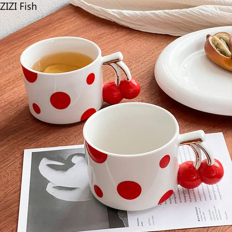 DecorBites™ Cherry Handle Gold Plated Porcelain Coffee Mug