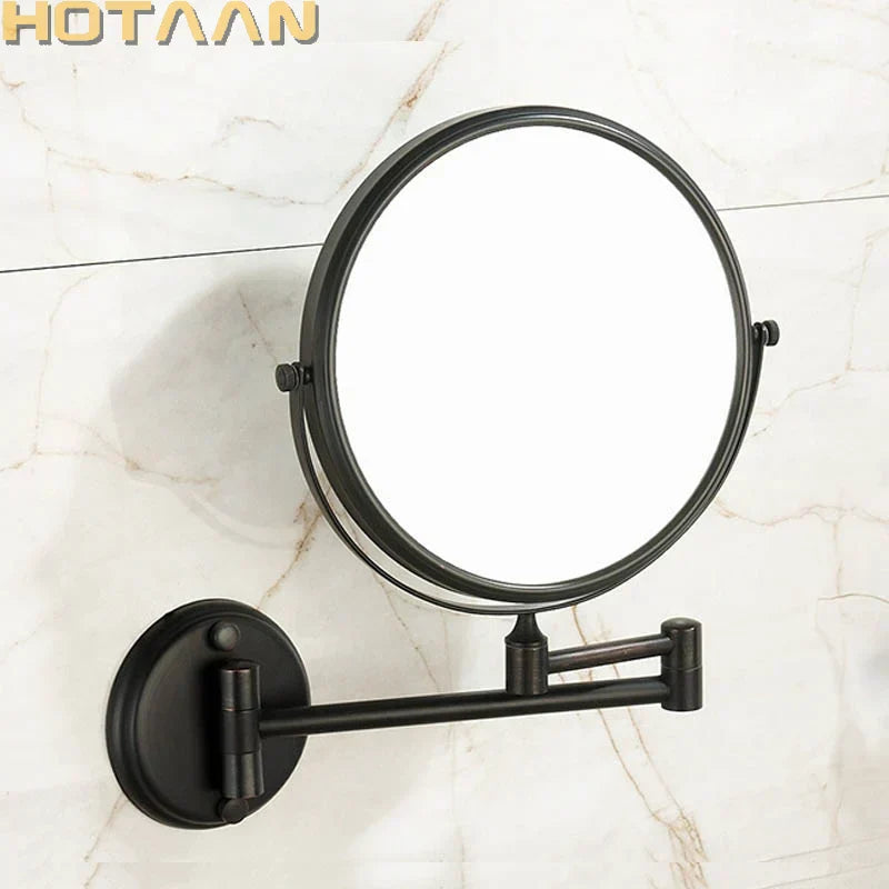 DecorBites™ 8" Brass Shave Makeup Mirror Wall Mounted Extendable Arm 1x3x Magnifying