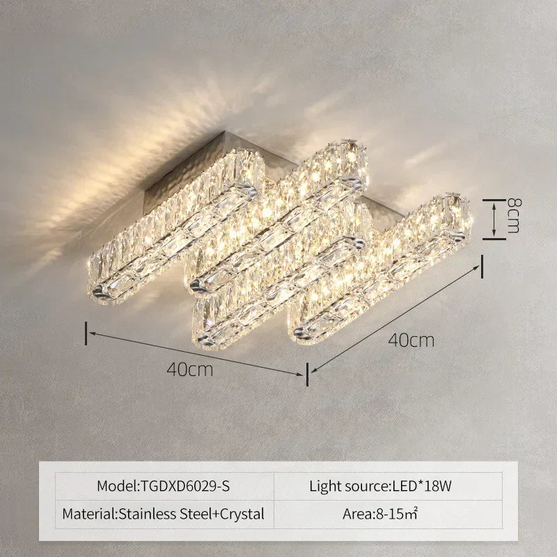 DecorBites™ Crystal Chandelier Lights for Living Dining Bedroom LED Dimmable Lustre Lighting