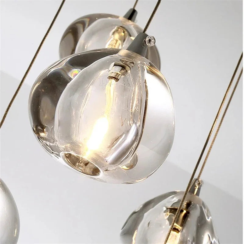 DecorBites™ Crystal LED Chandelier Water Droplet Design Luxury Ball Hanging Lamp