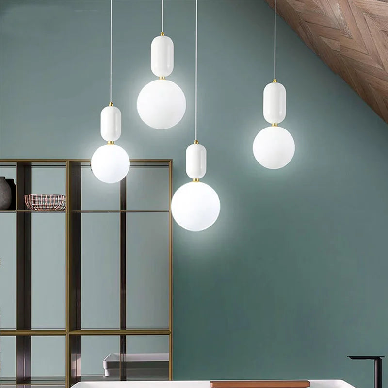 DecorBites™ Glass Ball LED Chandelier for Modern Living Spaces