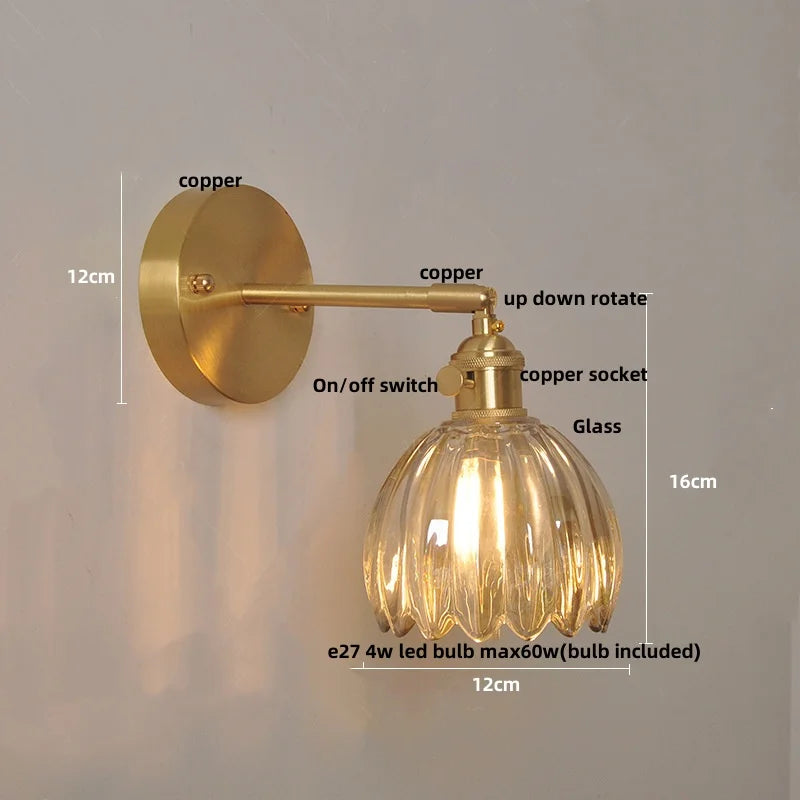 DecorBites™ Clear Glass LED Wall Lights Up Down Rotate Copper Nordic Modern Stair Sconce