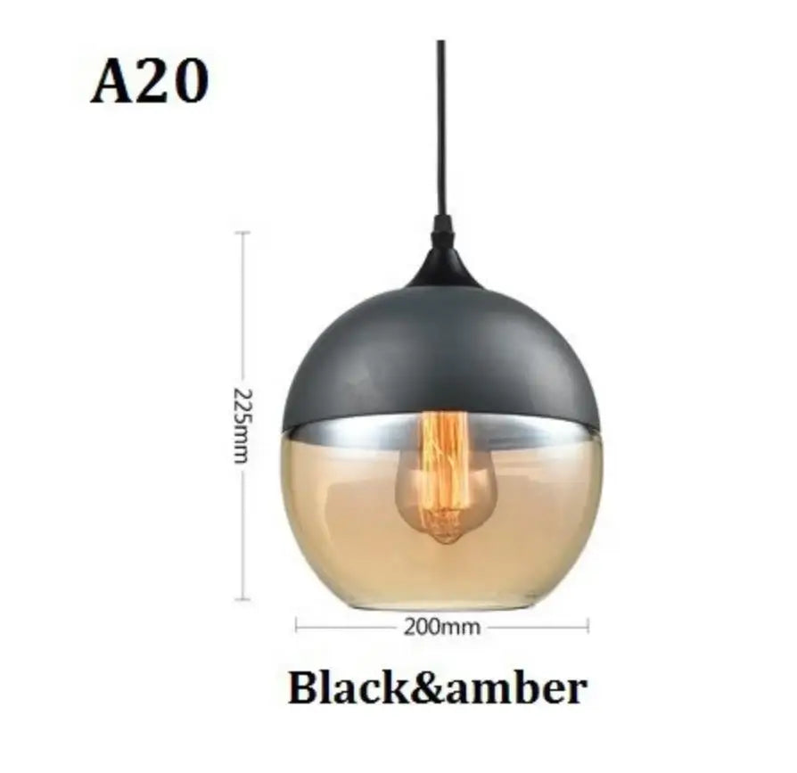 DecorBites™ Black Glass Pendant Light Fixture for Modern Indoor Decor and Dining Room