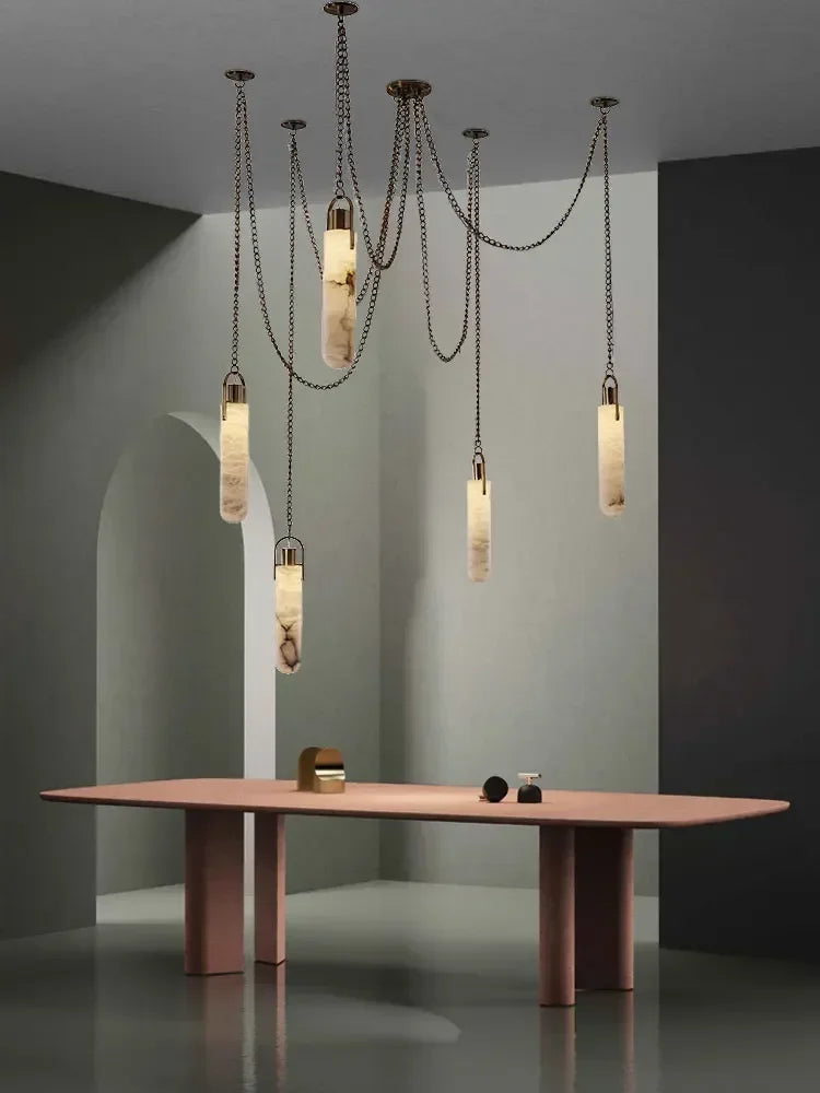 DecorBites™ Gold Chrome LED Chandelier for Dining Room - 2025 Marble Design