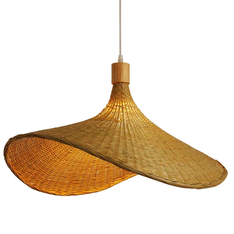 DecorBites™ Bamboo Pendant Chandelier: Handcrafted LED Rattan Hanging Light for Indoor Living Room