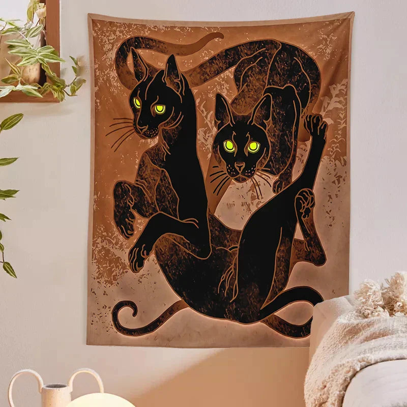 DecorBites™ Cat Witchcraft Tapestry Baphomet Aesthetic Room Decor Hippie Boho Home Mattress