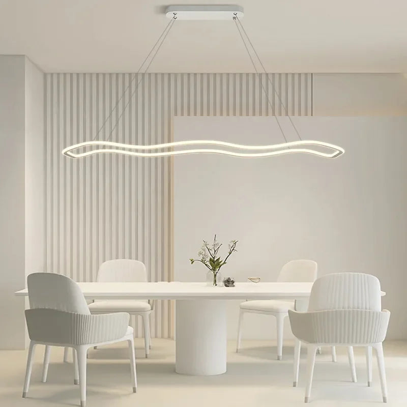 DecorBites™ LED Pendant Light: Modern Aluminum Line Shapes Chandelier