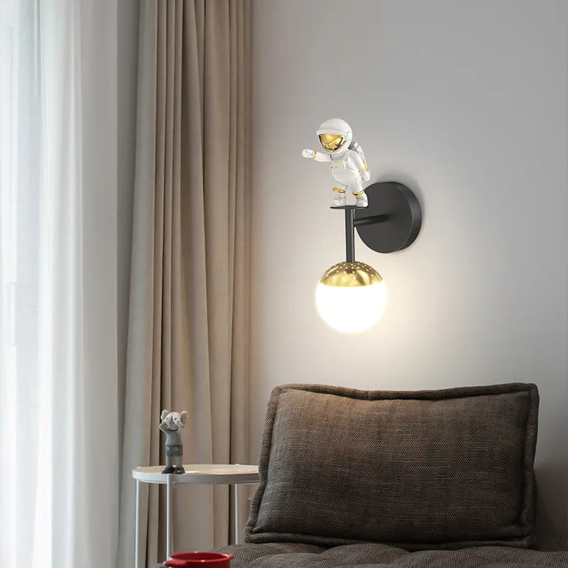 DecorBites™ Kids Astronaut Wall Lamp: Modern Space Theme Bedroom Light Fixture