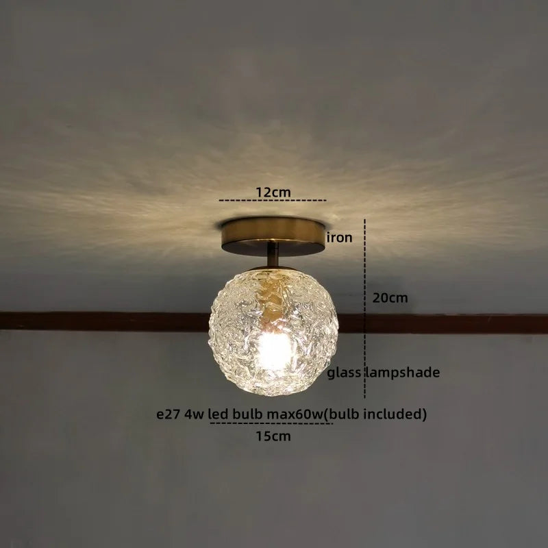 DecorBites™ Amber Glass LED Ceiling Lights Modern Home Lighting Copper Socket