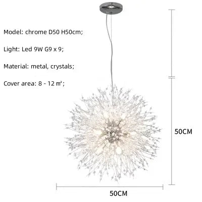 DecorBites™ Dandelion Gold/Chrome Chandelier with Crystals, G9 Pendant Lights for Elegant Lighting