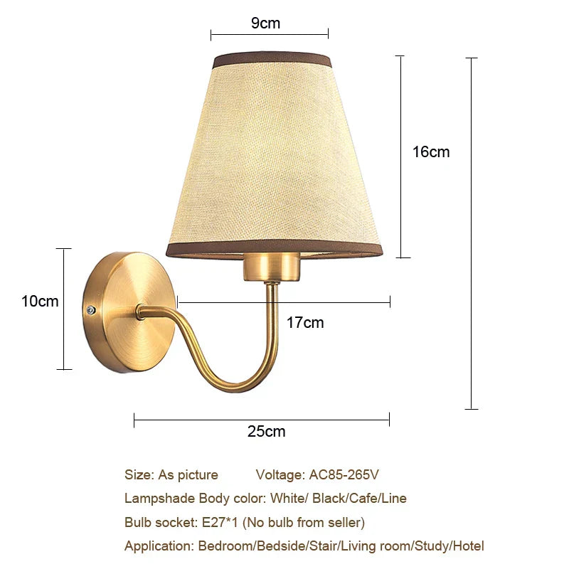 DecorBites™ Gold Fabric Wall Lamp: Modern Nordic Bedroom Light Fixture for Hotel Aisle & TV Background.