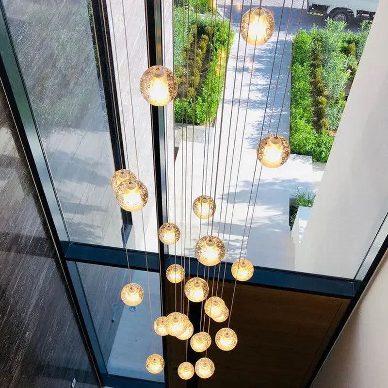 DecorBites™ Crystal Ball LED Chandelier Pendant Light for Living Room Kitchen Stair Salon