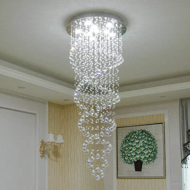 DecorBites™ Crystal LED Chandelier for Modern Luxury Staircase, Bedroom, and Hotel Lighting
