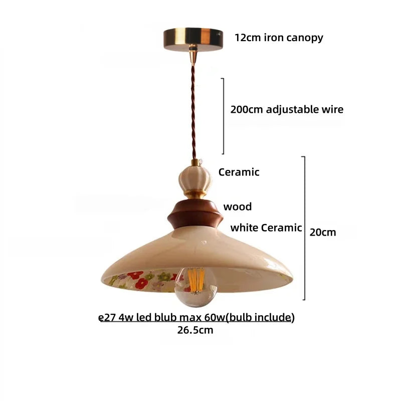 DecorBites™ LED Pendant Lamp Modern Style Home Lighting Living Room Study Bar White Flower Ceramic
