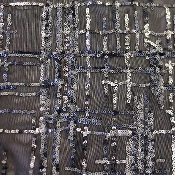 Thin Plaid Stretch Mesh Sequin Fabric | Blue Moon Fabrics